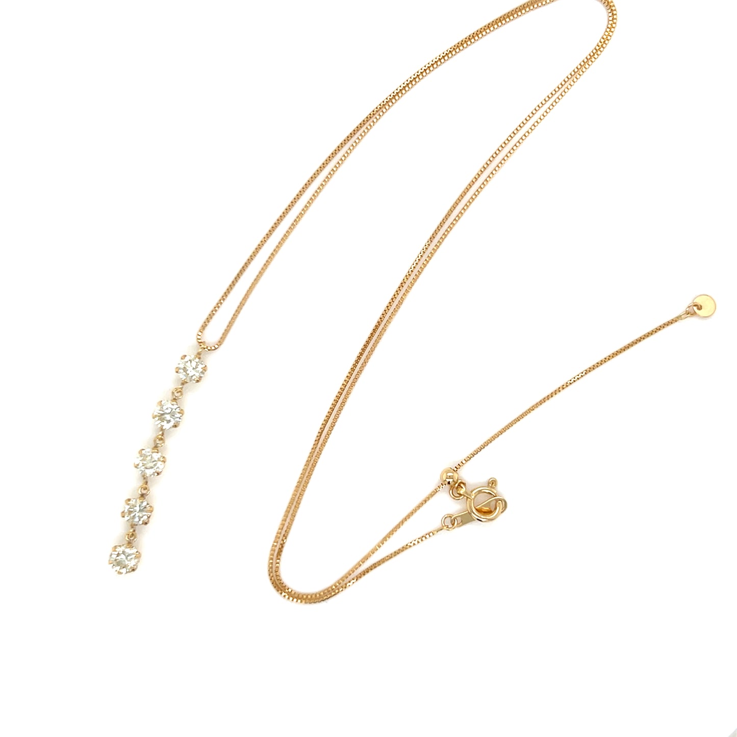 5 Dia Dangle Necklace 1ct