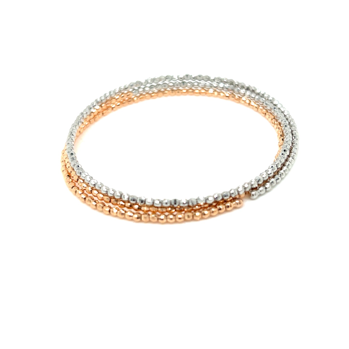 Gold Duo color Beads Wire Bangle PT/K18PG