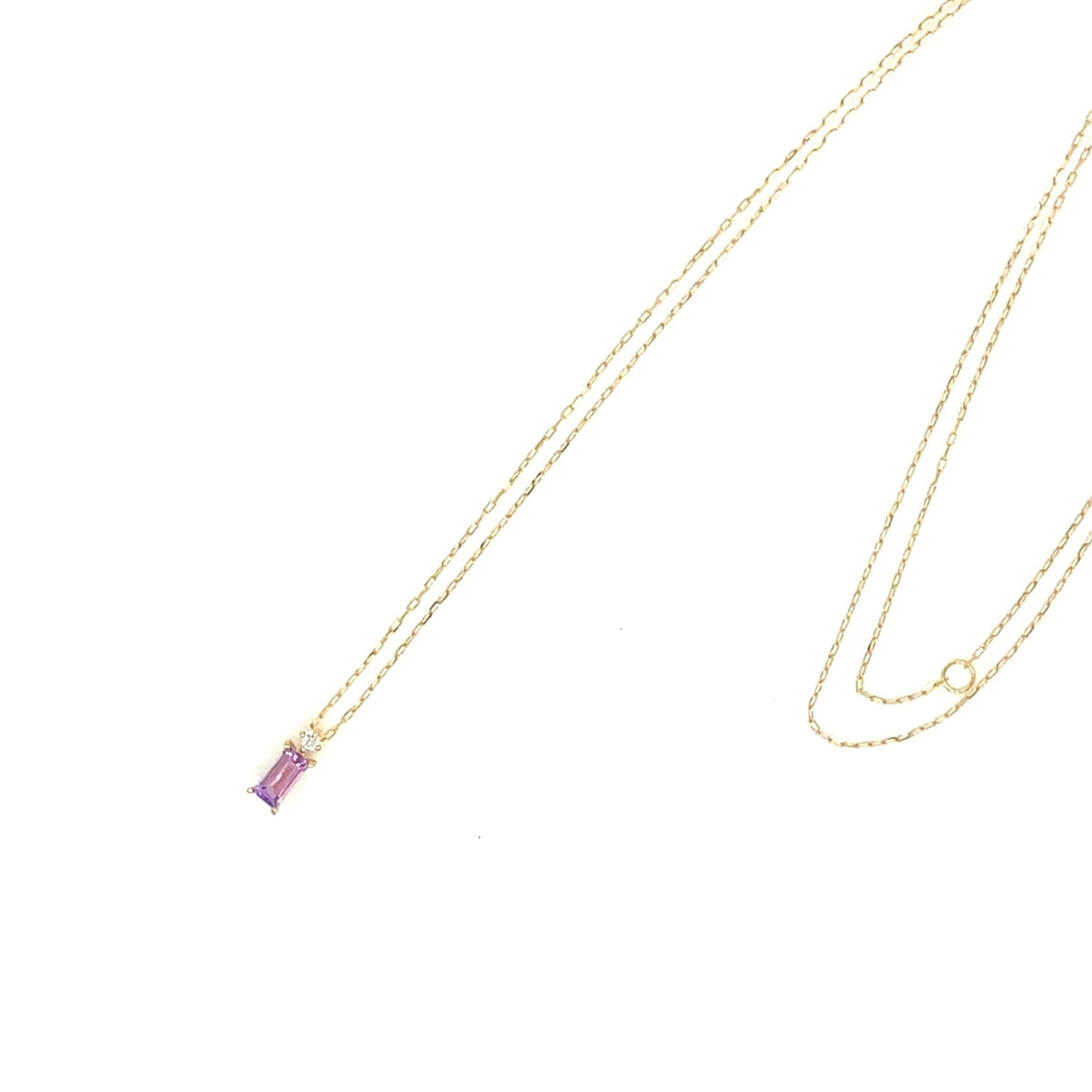 Amethyst Vertical Baguette with Dia Necklace 0.01ct - JMW Jewelry Wholesale