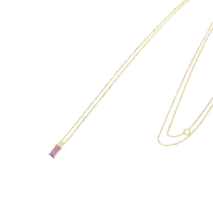 Amethyst Vertical Baguette with Dia Necklace 0.01ct - JMW Jewelry Wholesale