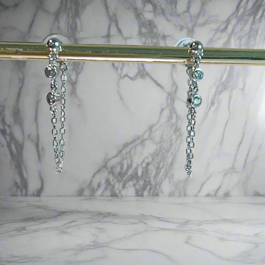 Bezel Chain Earrings 0.08ct - JMW Jewelry Wholesale