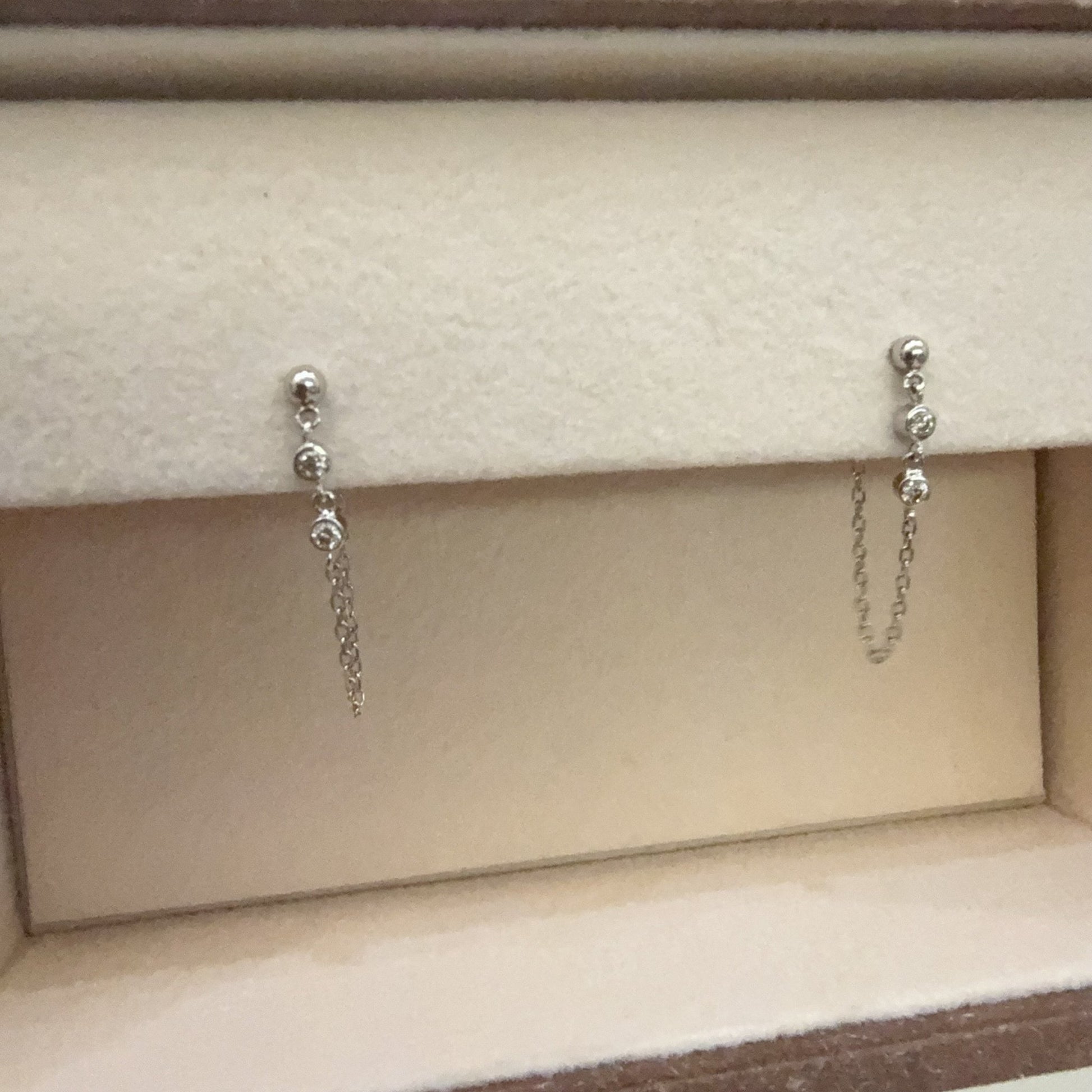 Bezel Chain Earrings 0.08ct - JMW Jewelry Wholesale