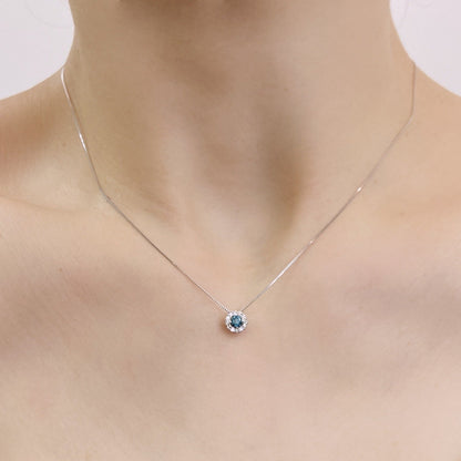 Blue Dia Halo Necklace 0.12/0.12ct - JMW Jewelry Wholesale