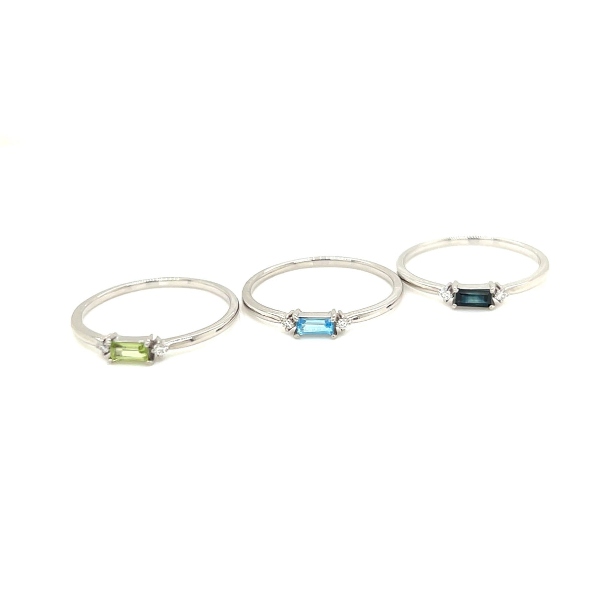 Blue Topaz Baguette with Dia Ring 0.02ct - JMW Jewelry Wholesale