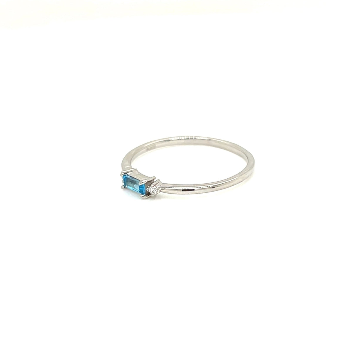 Blue Topaz Baguette with Dia Ring 0.02ct - JMW Jewelry Wholesale