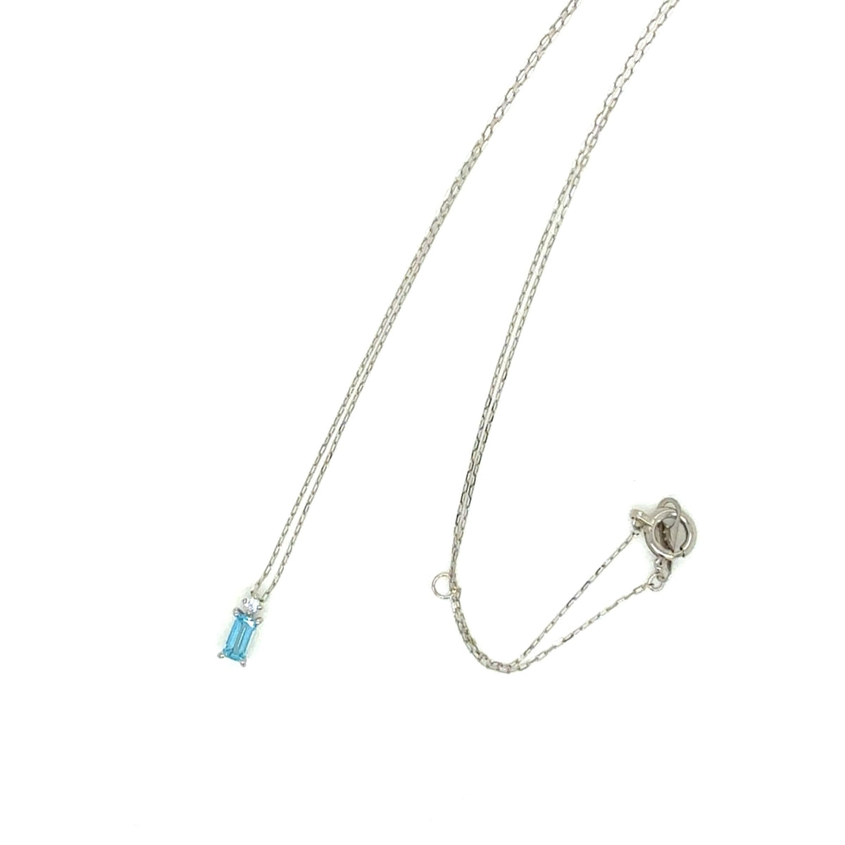 Blue Topaz Vertical Baguette with Dia Necklace 0.01ct - JMW Jewelry Wholesale