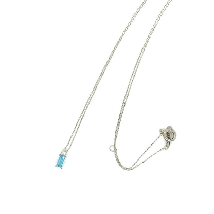 Blue Topaz Vertical Baguette with Dia Necklace 0.01ct - JMW Jewelry Wholesale