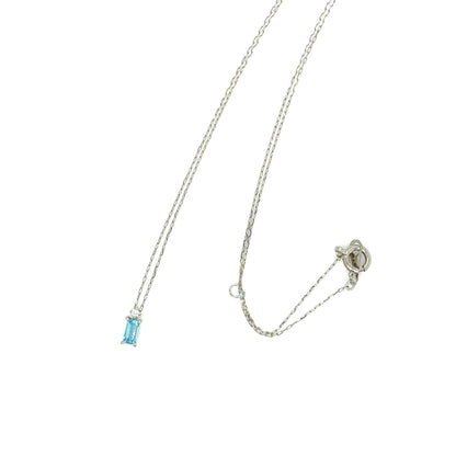 Blue Topaz Vertical Baguette with Dia Necklace 0.01ct - JMW Jewelry Wholesale