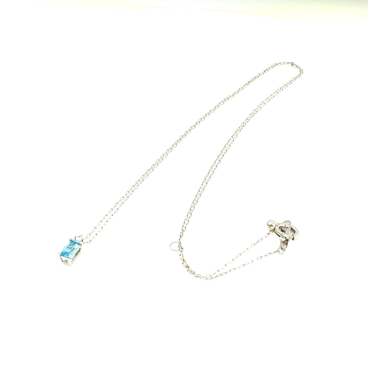 Blue Topaz Vertical Baguette with Dia Necklace 0.01ct - JMW Jewelry Wholesale