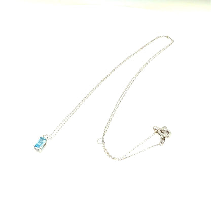 Blue Topaz Vertical Baguette with Dia Necklace 0.01ct - JMW Jewelry Wholesale