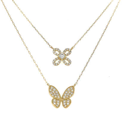 Butterfly Dual Pendant Necklace 0.4ct - JMW Jewelry Wholesale