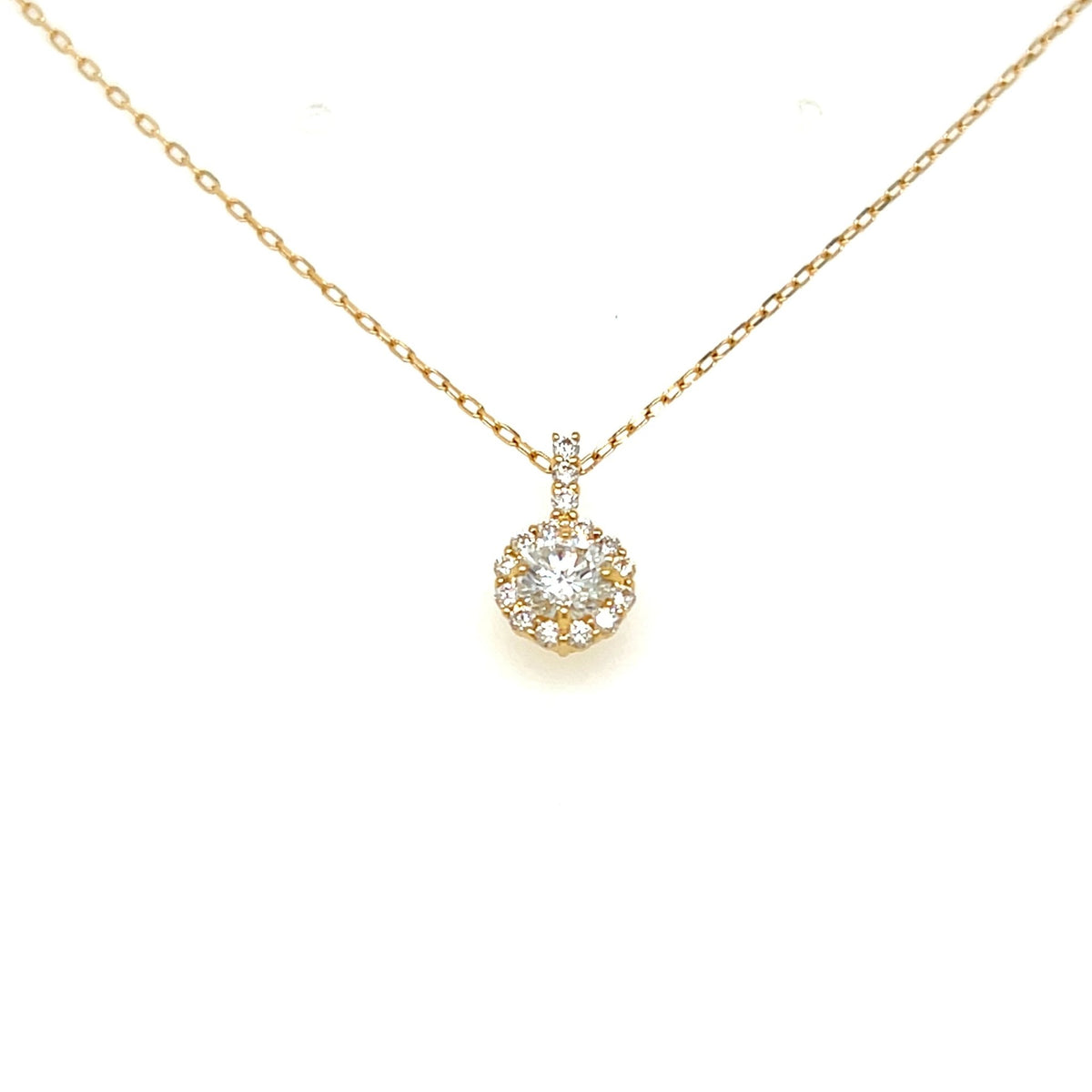 CGL Diamond Bail Halo Necklace 0.3/0.12ct/F/SI1/GD - JMW Jewelry Wholesale