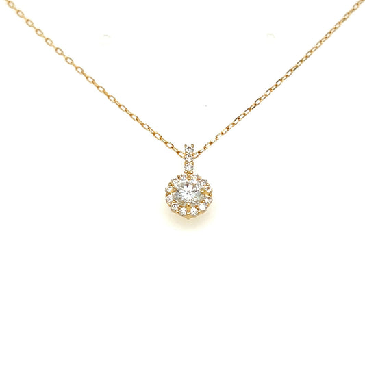CGL Diamond Bail Halo Necklace 0.3/0.12ct/F/SI1/GD - JMW Jewelry Wholesale