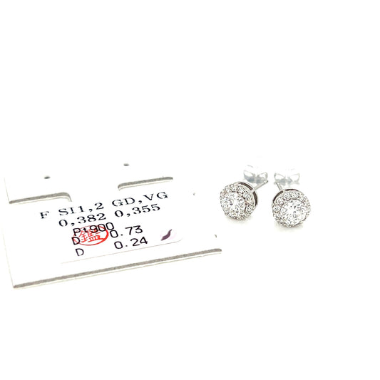 CGL Halo Earrings 0.737/0.24ctPT900 - JMW Jewelry Wholesale