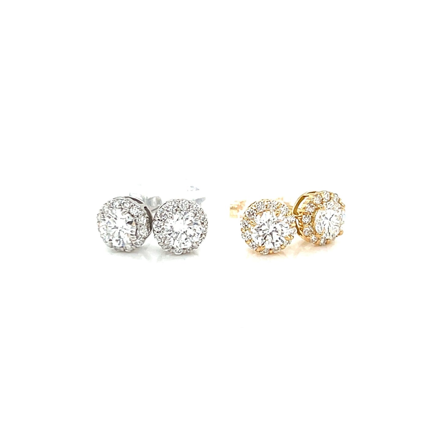 CGL Halo Earrings 0.76/0.24ctK18YG - JMW Jewelry Wholesale