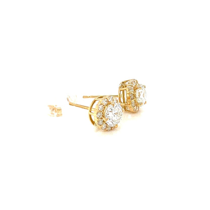 CGL Halo Earrings 0.76/0.24ctK18YG - JMW Jewelry Wholesale