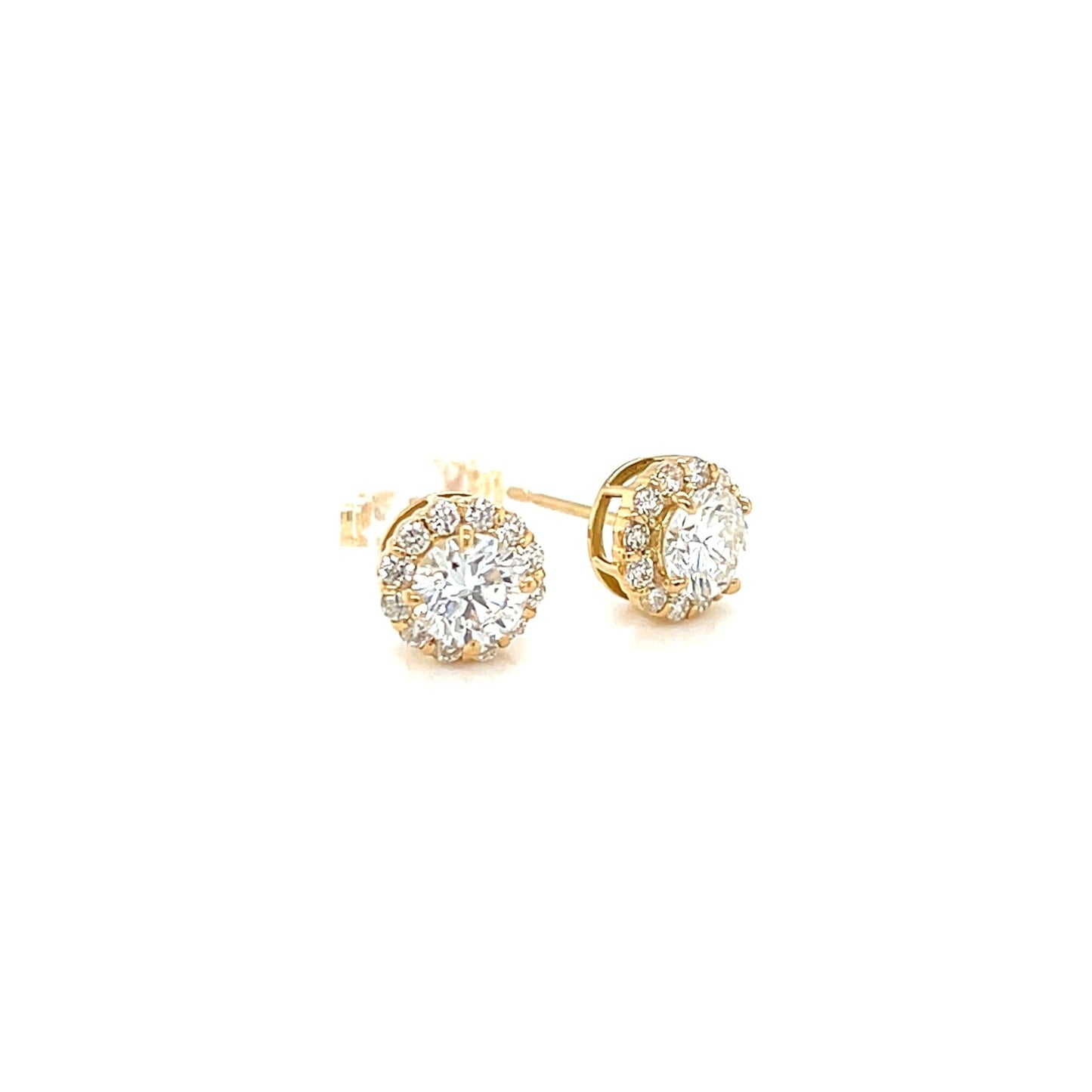CGL Halo Earrings 0.76/0.24ctK18YG - JMW Jewelry Wholesale