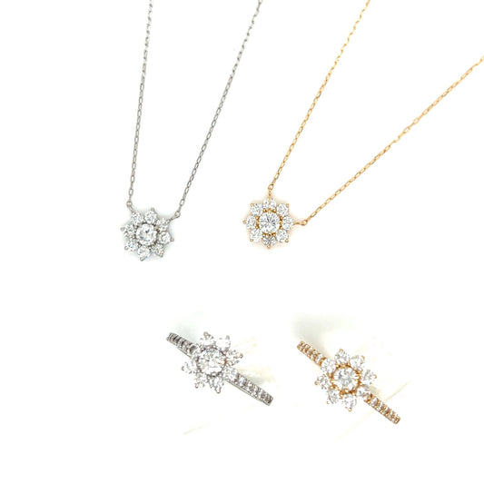 CGL Sunflower Necklace 0.2/0.4ct/E/SI2/GD - JMW Jewelry Wholesale