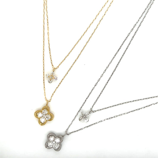 Clover Dual Pendant Necklace 0.4ct - JMW Jewelry Wholesale