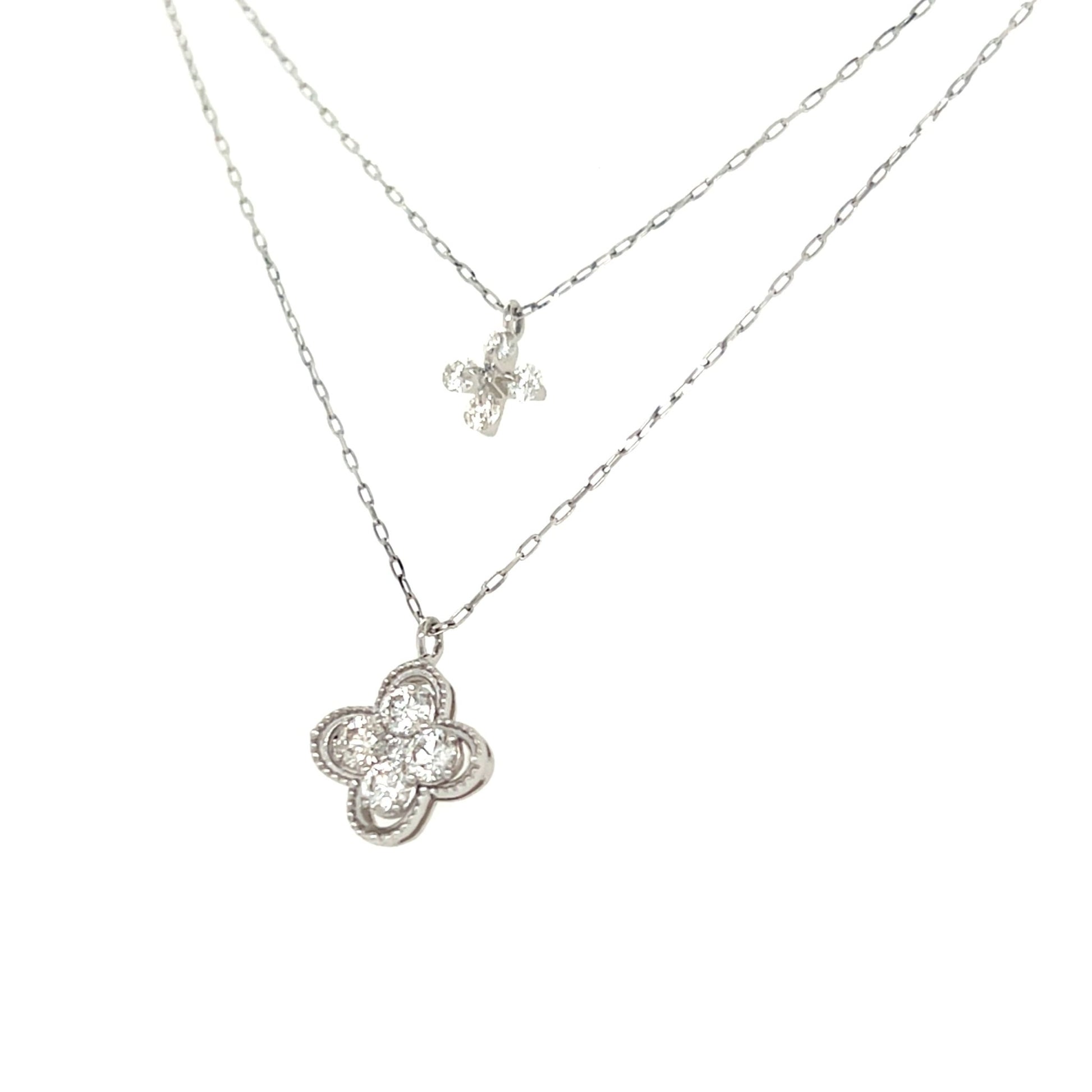 Clover Dual Pendant Necklace 0.4ct - JMW Jewelry Wholesale