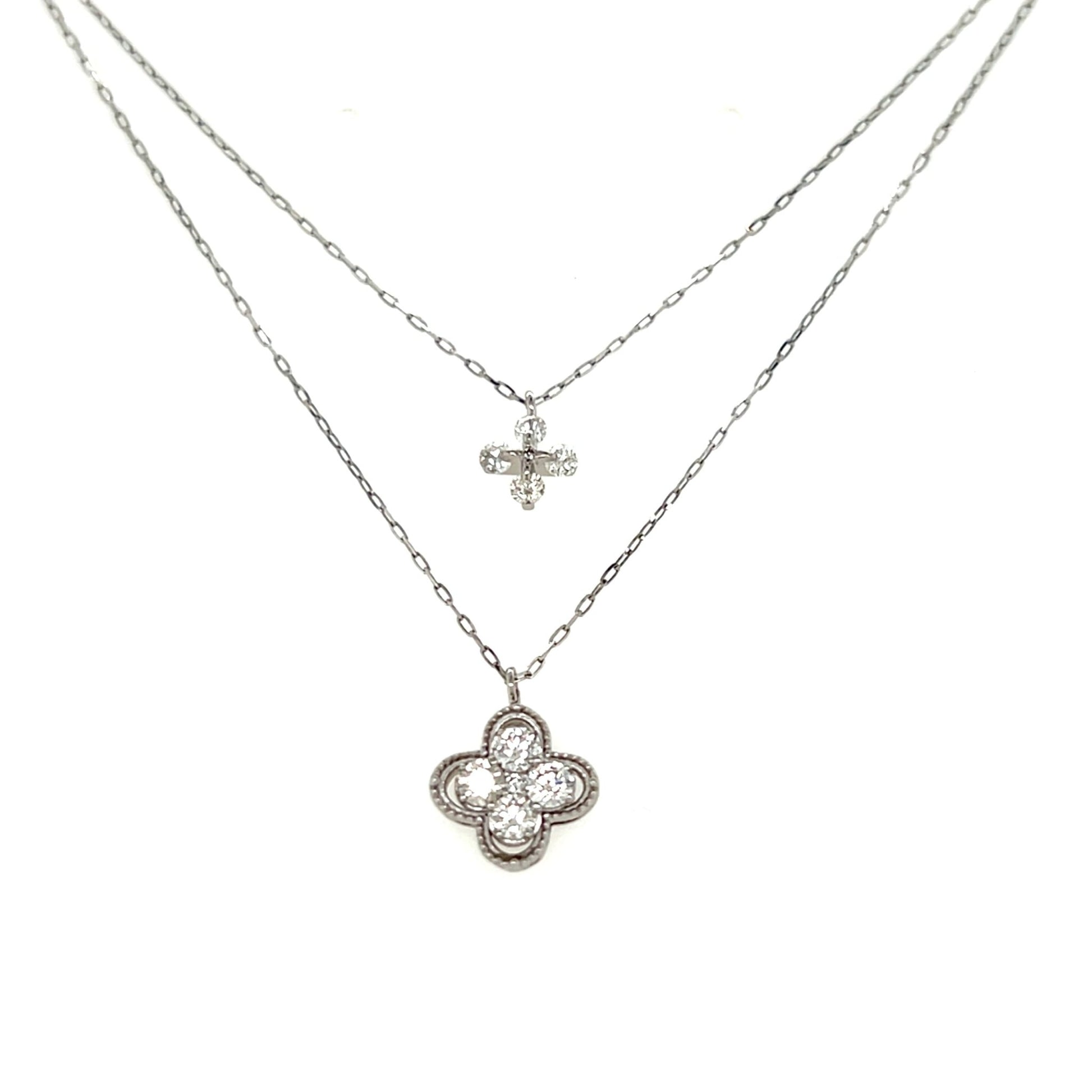 Clover Dual Pendant Necklace 0.4ct - JMW Jewelry Wholesale