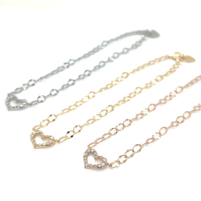 Cypress Hollow Heart N Bracelet 0.1ct - JMW Jewelry Wholesale
