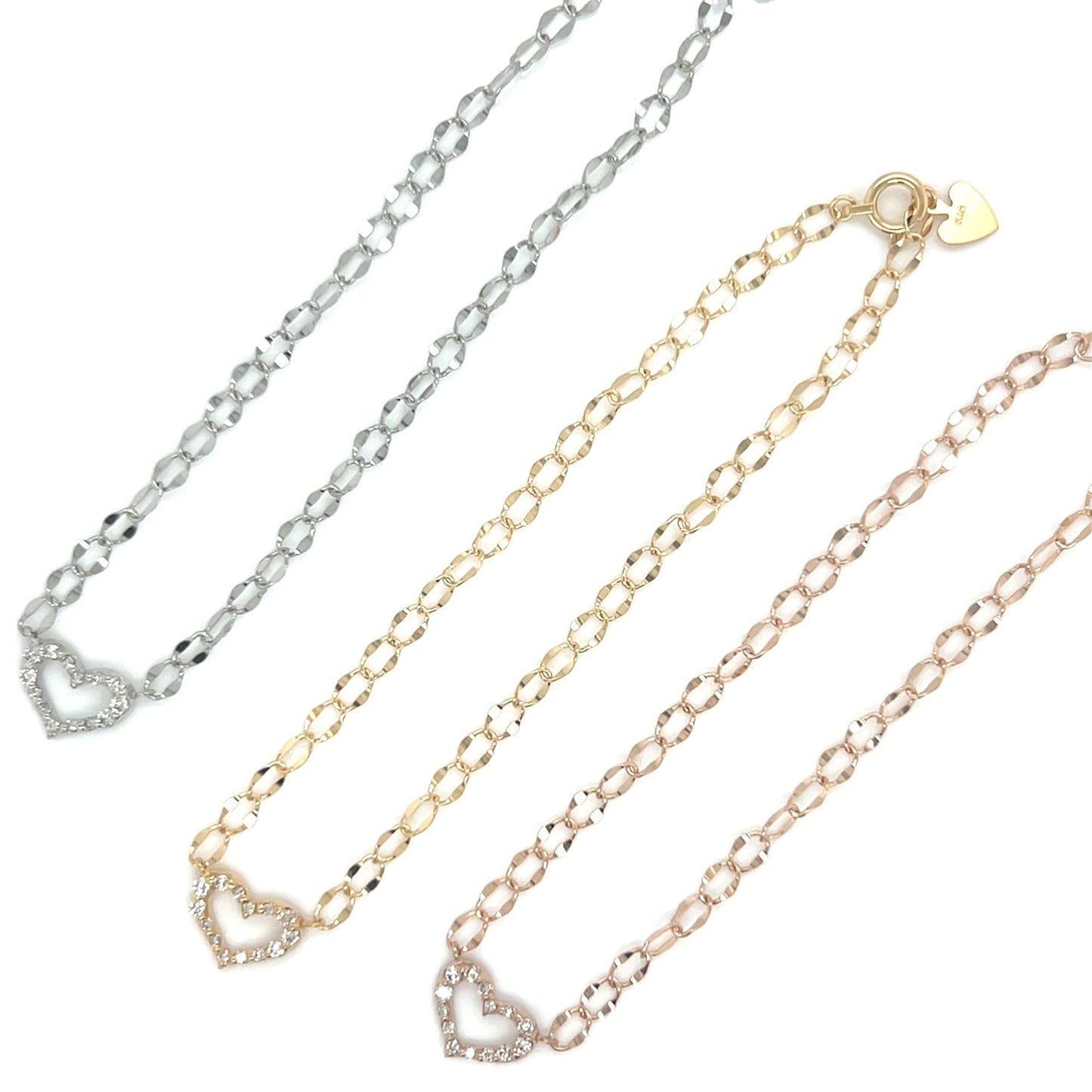 Cypress Hollow Heart N Bracelet 0.1ct - JMW Jewelry Wholesale