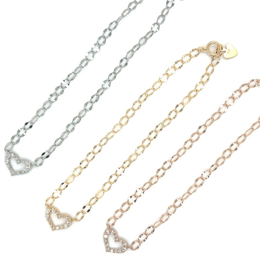 Cypress Hollow Heart N Bracelet 0.1ct - JMW Jewelry Wholesale