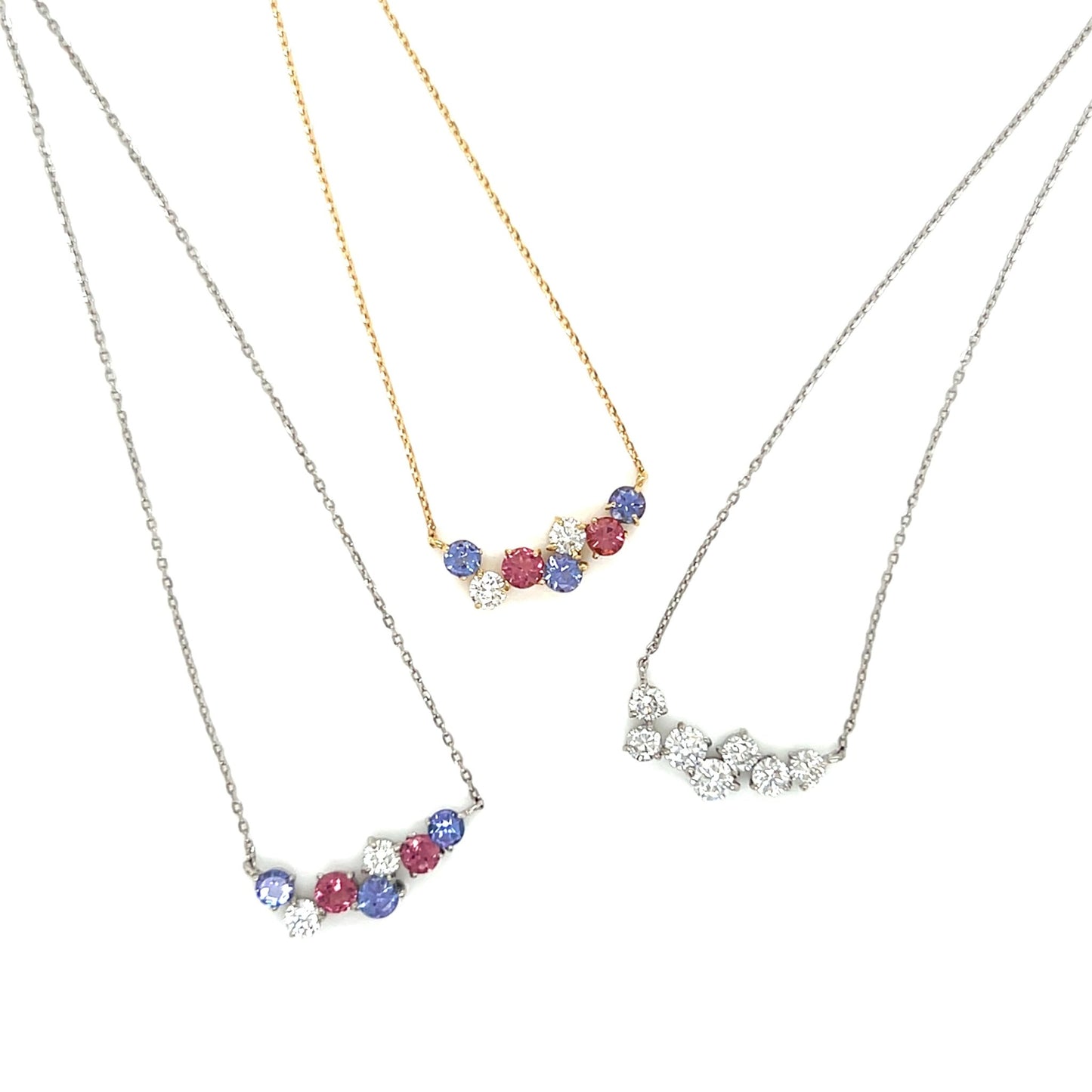 Dreamy Wavy Smile Necklace 0.14ct Tanzanite/Pink Tourmaline: 0.3ct - JMW Jewelry Wholesale
