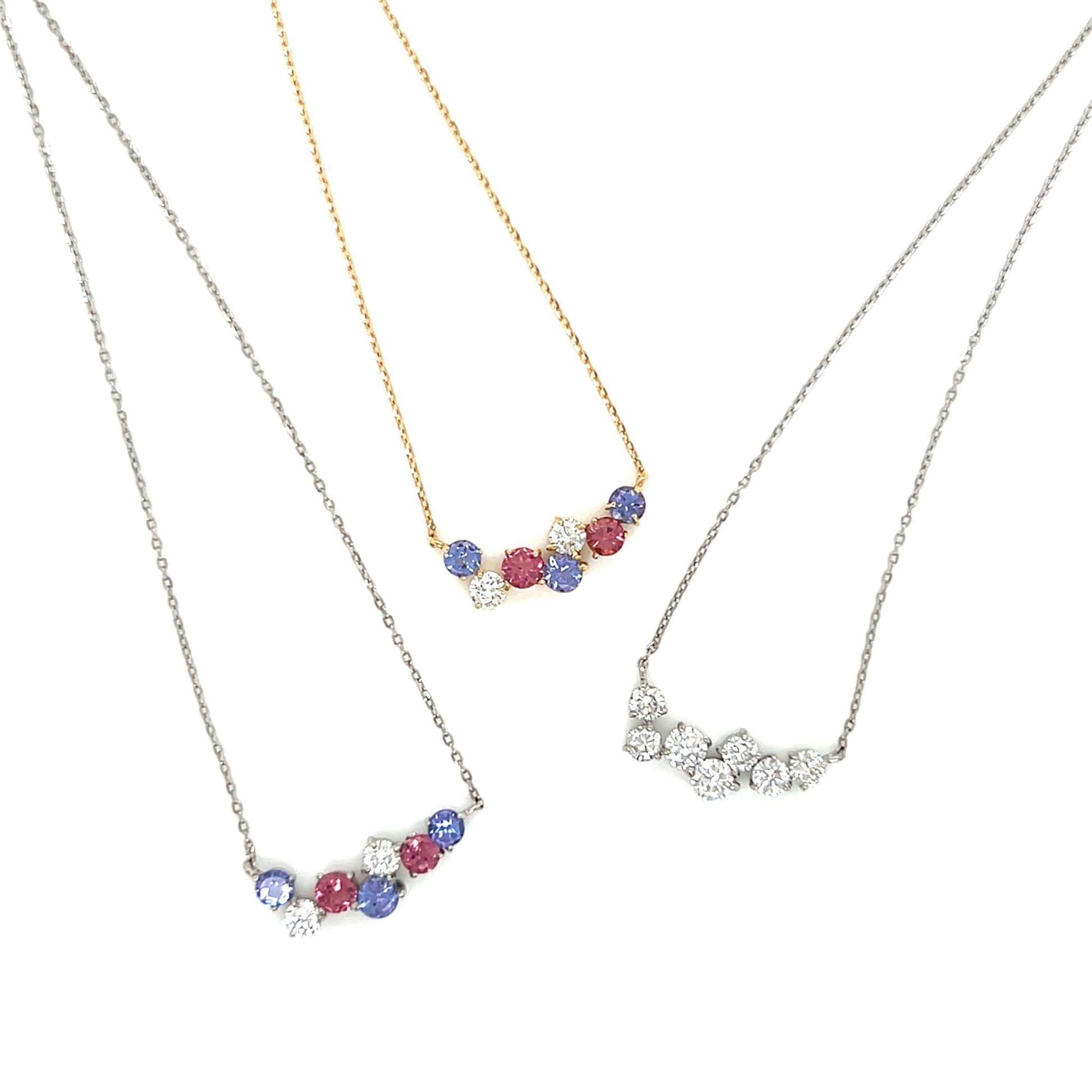 Dreamy Wavy Smile Necklace 0.14ct Tanzanite/Pink Tourmaline: 0.3ct - JMW Jewelry Wholesale