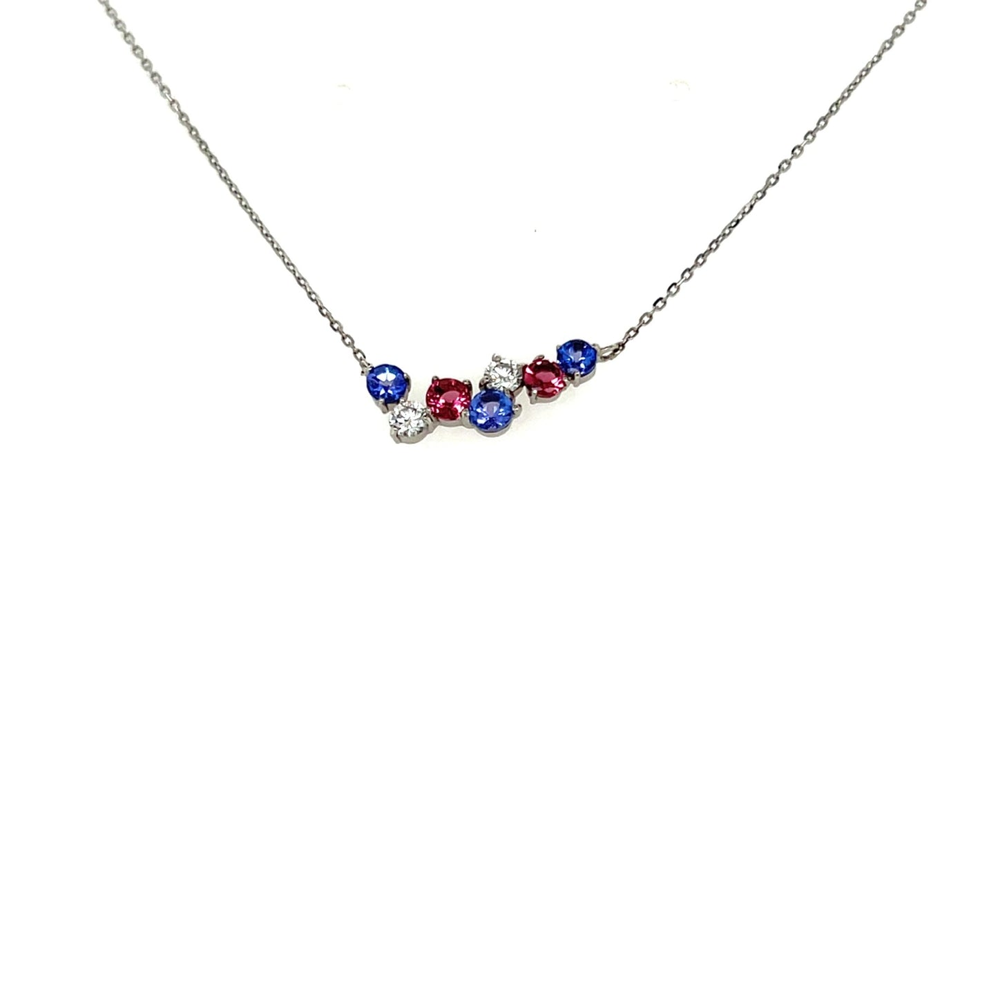 Dreamy Wavy Smile Necklace 0.14ct Tanzanite/Pink Tourmaline: 0.3ct - JMW Jewelry Wholesale