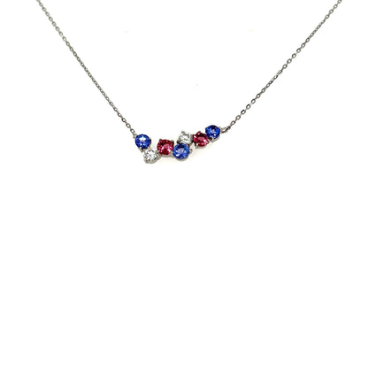 Dreamy Wavy Smile Necklace 0.14ct Tanzanite/Pink Tourmaline: 0.3ct - JMW Jewelry Wholesale