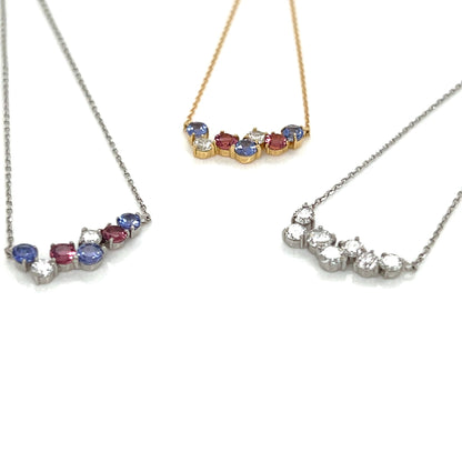 Dreamy Wavy Smile Necklace 0.14ct Tanzanite/Pink Tourmaline: 0.3ct - JMW Jewelry Wholesale