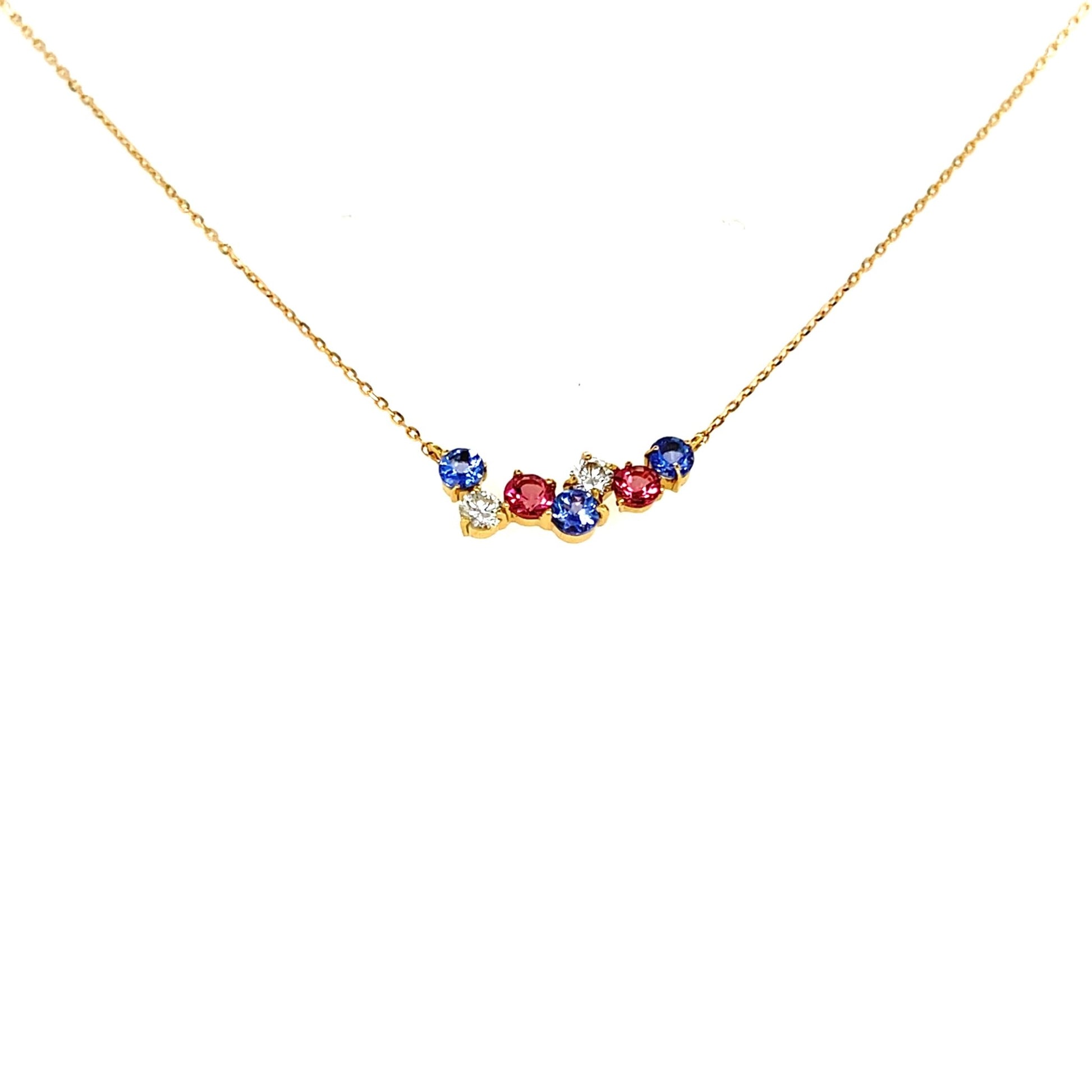 Dreamy Wavy Smile Necklace 0.14ct Tanzanite/Pink Tourmaline: 0.3ct - JMW Jewelry Wholesale