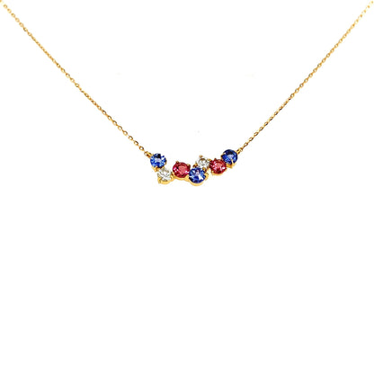 Dreamy Wavy Smile Necklace 0.14ct Tanzanite/Pink Tourmaline: 0.3ct - JMW Jewelry Wholesale