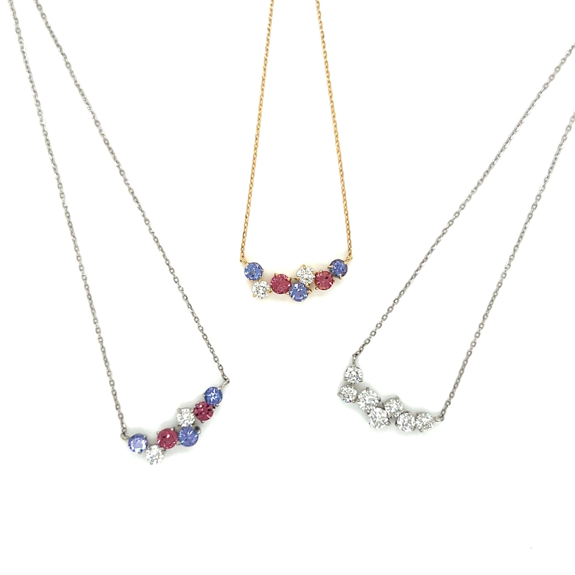 Dreamy Wavy Smile Necklace 0.14ct Tanzanite/Pink Tourmaline: 0.3ct - JMW Jewelry Wholesale