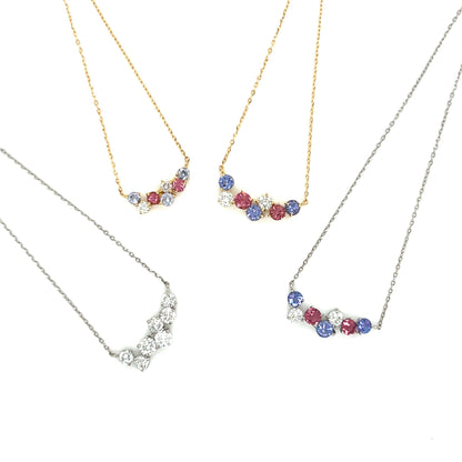 Dreamy Wavy Smile Necklace 0.14ct Tanzanite/Pink Tourmaline: 0.3ct - JMW Jewelry Wholesale