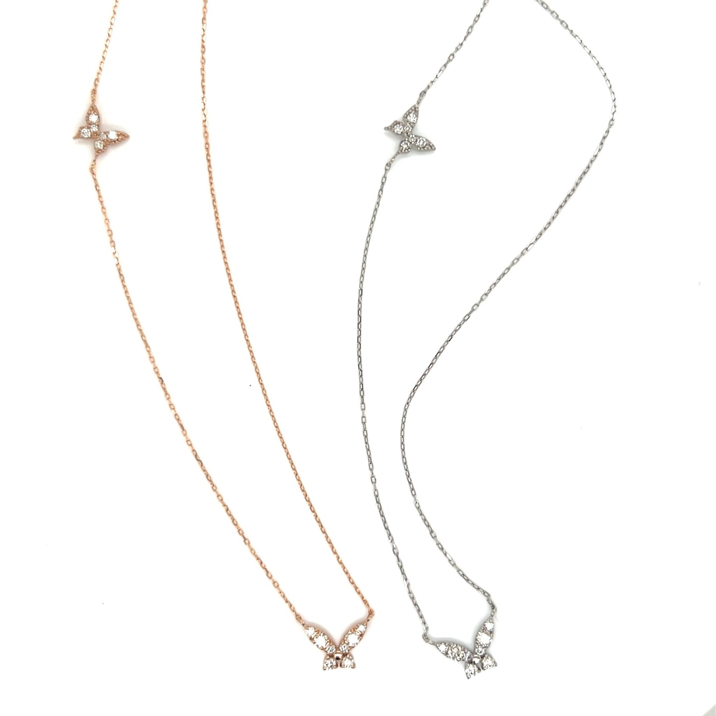Dual Pointed Butterfly Necklace 0.15/0.05ct - JMW Jewelry Wholesale