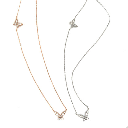Dual Pointed Butterfly Necklace 0.15/0.05ct - JMW Jewelry Wholesale