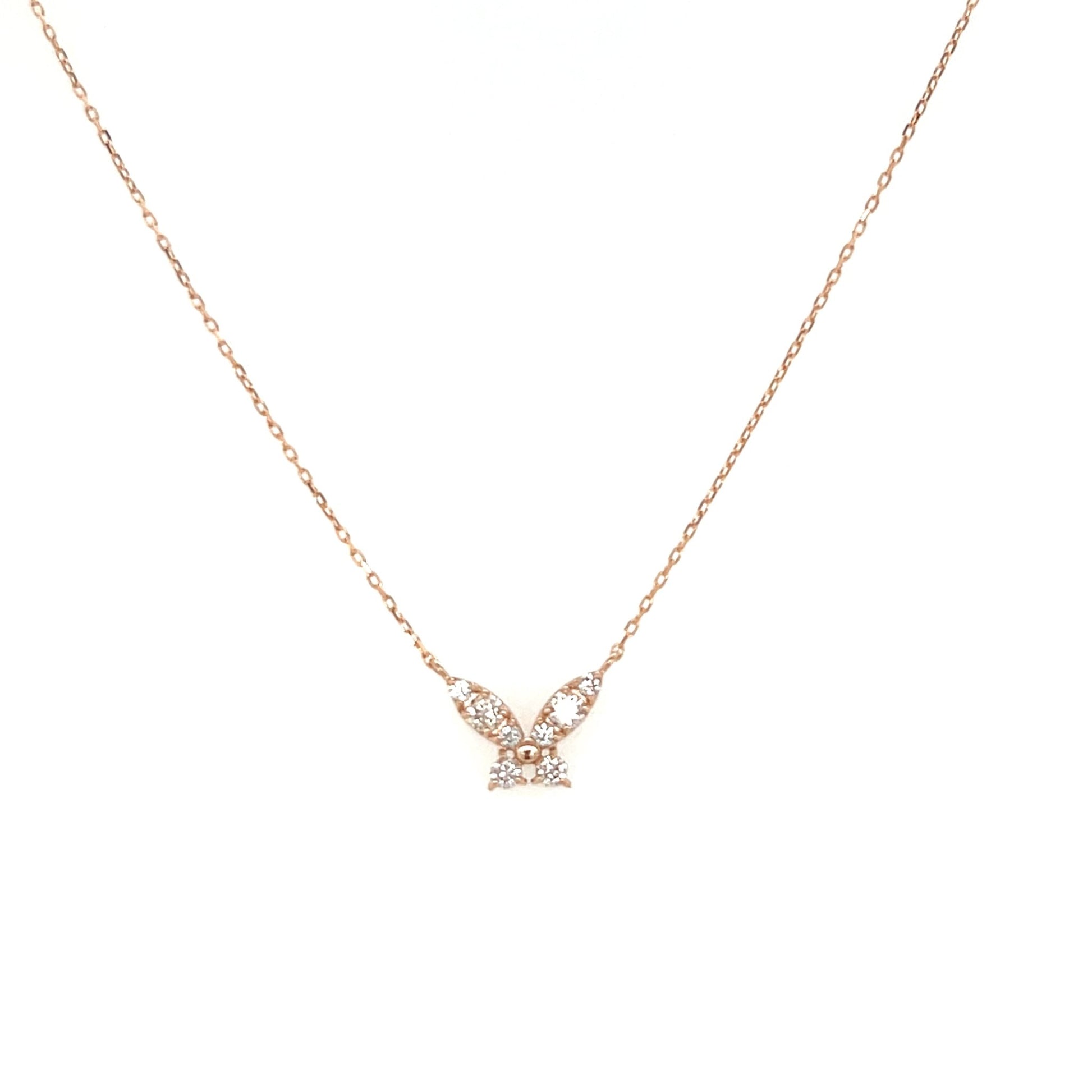 Dual Pointed Butterfly Necklace 0.15/0.05ct - JMW Jewelry Wholesale