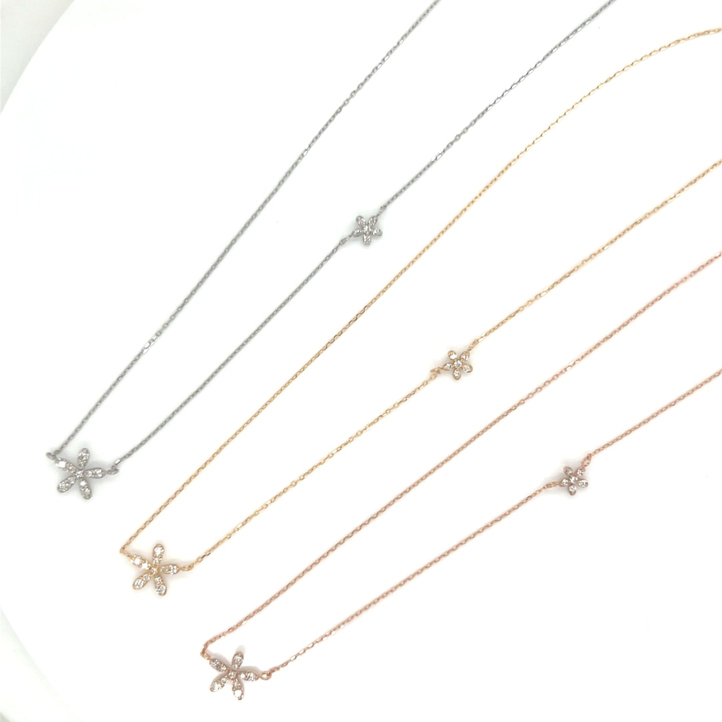 Duo Floral Necklace 0.08/0.03ct - JMW Jewelry Wholesale