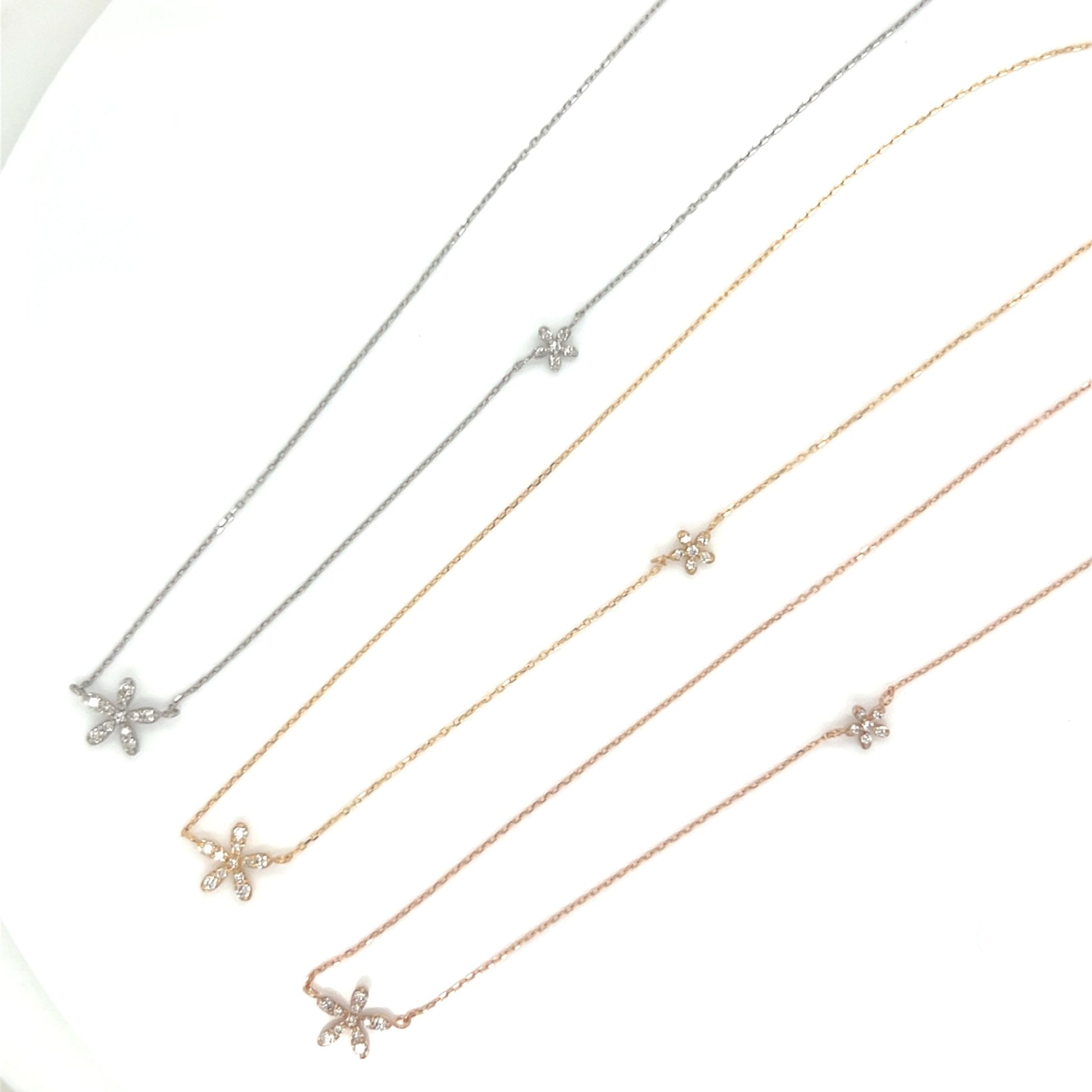 Duo Floral Necklace 0.08/0.03ct - JMW Jewelry Wholesale