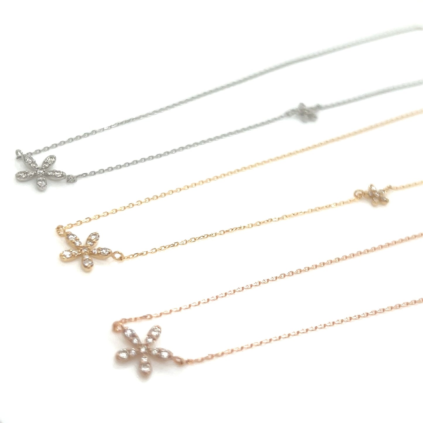 Duo Floral Necklace 0.08/0.03ct - JMW Jewelry Wholesale