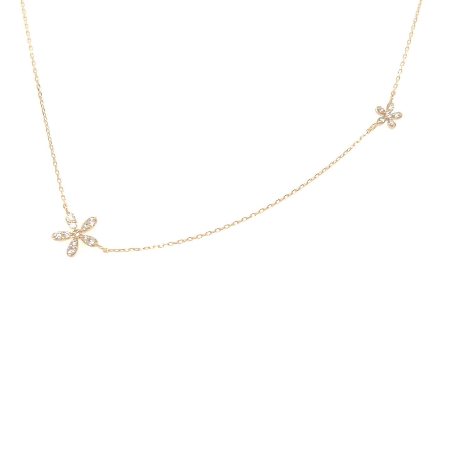 Duo Floral Necklace 0.08/0.03ct - JMW Jewelry Wholesale