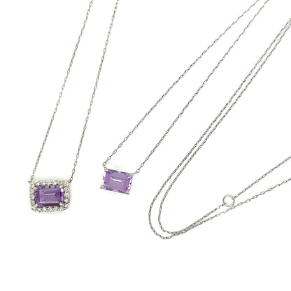Emerald cut Halo Necklace Amethyst 0.16ct - JMW Jewelry Wholesale