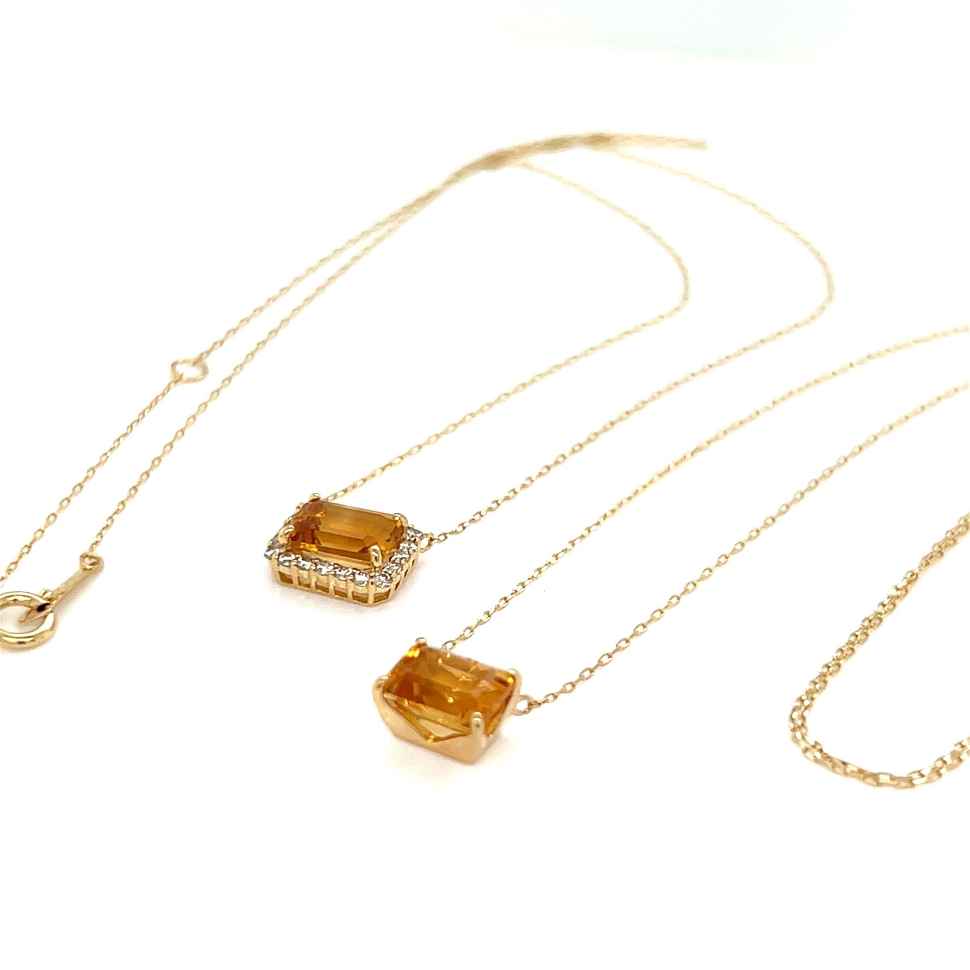 Emerald cut Halo Necklace Citrine 0.16ct - JMW Jewelry Wholesale