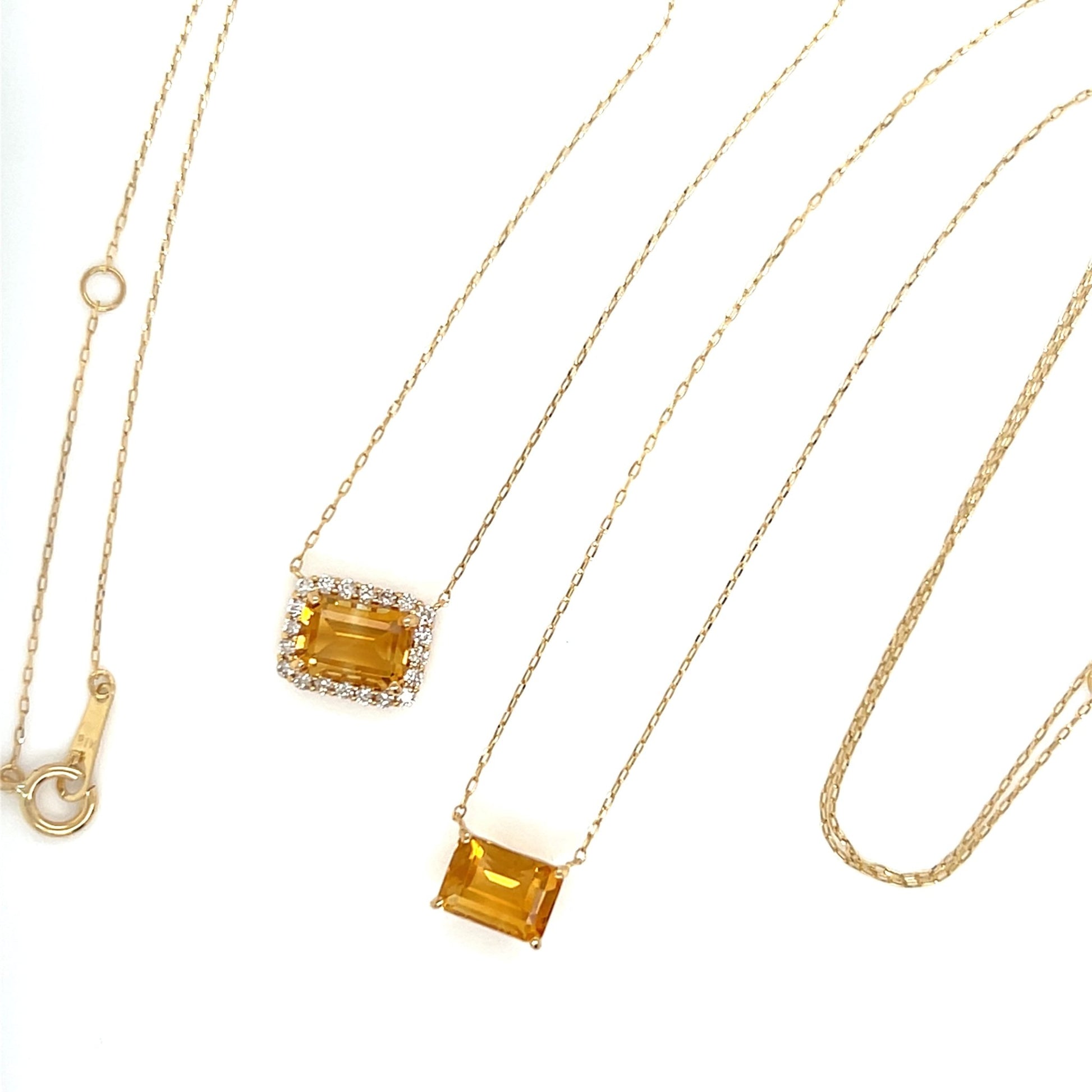 Emerald cut Halo Necklace Citrine 0.16ct - JMW Jewelry Wholesale