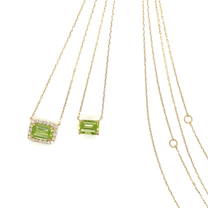Emerald cut Halo Necklace Peridot 0.16ct - JMW Jewelry Wholesale