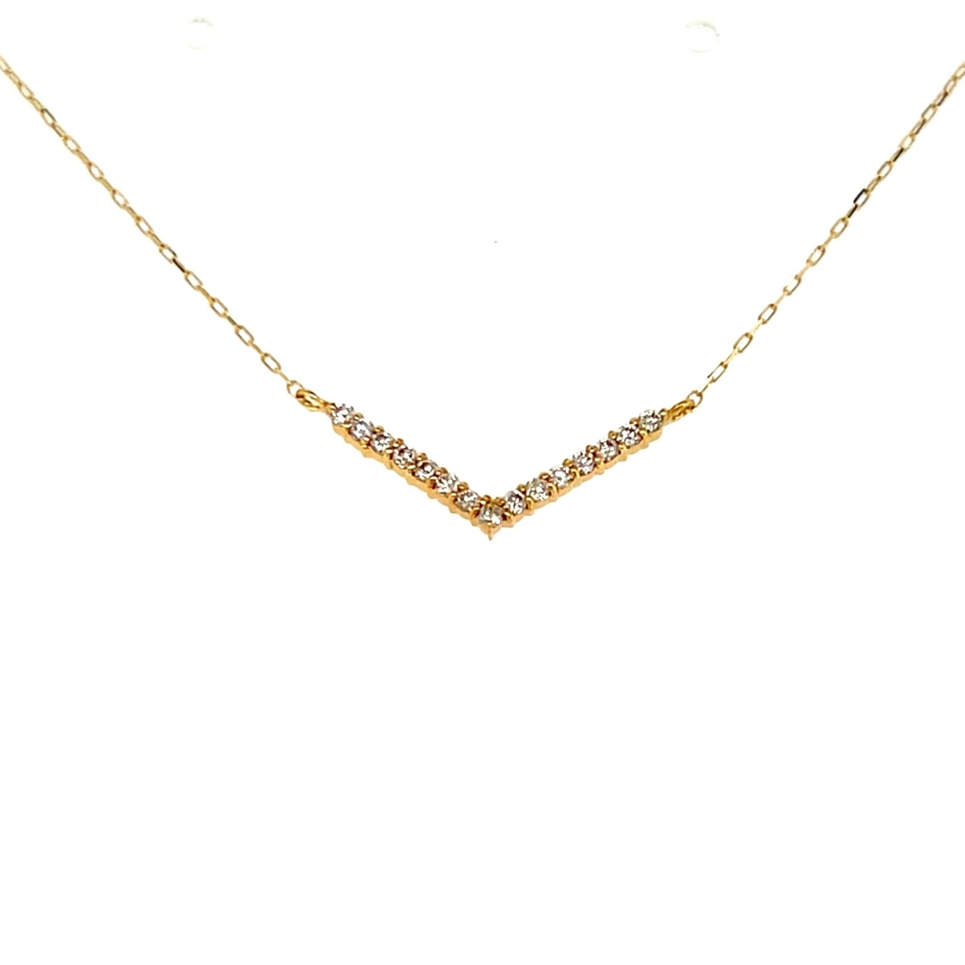 Flat V Shape Necklace 0.1ct - JMW Jewelry Wholesale