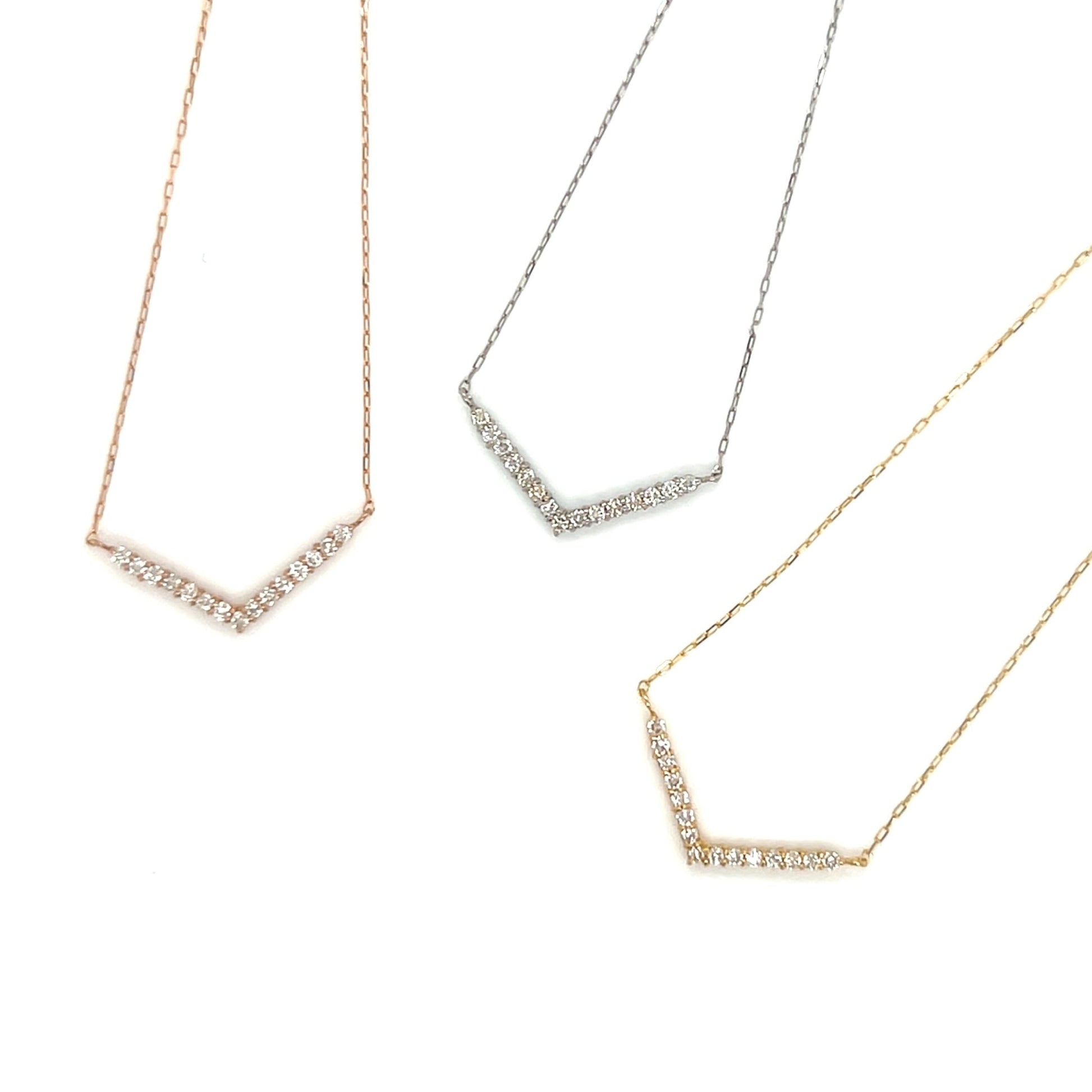 Flat V Shape Necklace 0.1ct - JMW Jewelry Wholesale